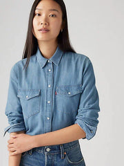 Iconic Western Linen+ Denim Shirt - Play Break - Medium Wash