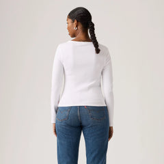 Essential Square Neck Long-Sleeve Tee - Bright White - White