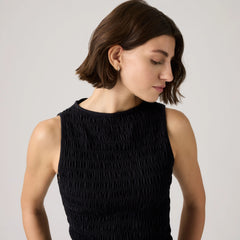 Bella Smocked Top - Anthracite Night - Black