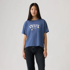 Graphic Logo Vintage Short Sleeve Tee - 2 Horse Craft Sunshi - Blue