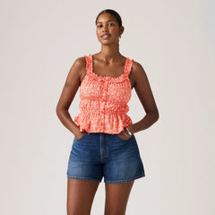 Vera Sleeveless Blouse - Babitz Ditsy Signal - Red