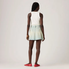 Pleated Mini Skirt - On Blast - Light Wash