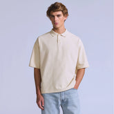 Cropped Polo Shirt - Ecru Fog - White
