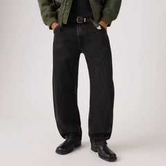 Baggy Barrel Men's Jeans - Forget Me Nots - Black
