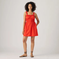 Vera Waisted Mini Dress - Signal Red - Red