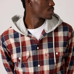 Plaid Hooded Classic Worker Shirt - Reeve Plaid Russet Brown - Brown