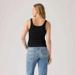 Essential Ribbed Tank Top - Anthracite Night - Black