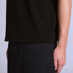 Cropped Polo Shirt - Jet Black - Black