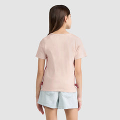 Short Sleeve Boot Icon Knit Top Big Girls 7-16 - Crystal Pink - Pink