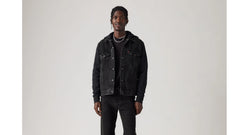 Hybrid Hoodie Trucker Jacket - Built to Last - Black