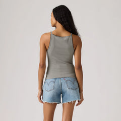 Dry Goods Apron Tank Top - Patricia Printed Che - Black