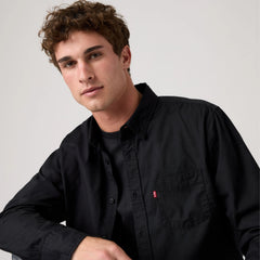 Classic One Pocket Standard Fit Poplin Shirt - Caviar - Black