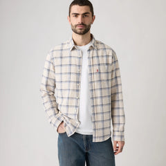 Sunset One Pocket Standard Fit Cotton Linen Shirt - Ishu Plaid Moonbeam Cotton Linen - Multi-Color