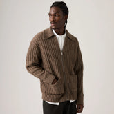 Telegraph Zip Cardigan - Walnut - White