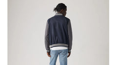 Lightweight Colorblock Varsity Jacket - Navy and Forged Iron - Blue