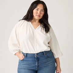 Phoebe Blouse (Plus Size) - Sugar Swizzle - White