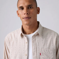 Classic One Pocket Standard Fit Cotton Linen Shirt - Geo Chateau - Tan