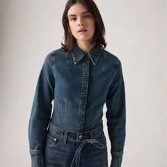 Long-Sleeve Shaped Shirt - Dolly Pardon Me - Dark Wash