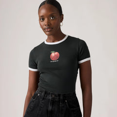 Graphic Logo Ringer Rickie T-Shirt - Archival Apple Pirat - Black