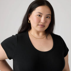 Sweetie Cap Sleeve Tee (Plus Size) - Anthracite Night - Black