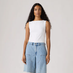 Blair Boatneck Top - Bright White - White