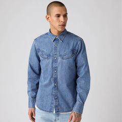 Smiley Western Shirt - Just A Smile Medium Indigo - Medium Wash