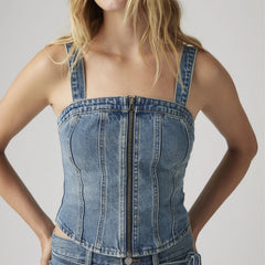 Sculpted Bustier Top - Verified Vintage Bus - Medium Wash