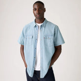 Short Sleeve Relaxed Fit Western Shirt - New Hyde Chambray - Blue