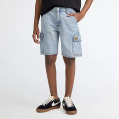 Denim Cargo Shorts Big Boys 8-20 - From Scratch No Destruction - Light Wash