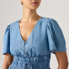 Rylan Short-Sleeve Crepe Blouse - Recharged Vibe - Medium Wash