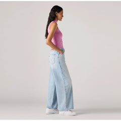 '94 Baggy Wide Leg Women's Jeans - Abraided Art - Light Indigo - Flat Finish