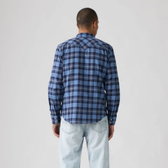 Classic Western Standard Fit Flannel Shirt - Niklas Plaid Quiet Harbor - Blue