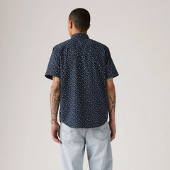 Short-Sleeve Classic One Pocket Standard Fit Shirt - Kieran Geo Print Navy Blazer - Blue