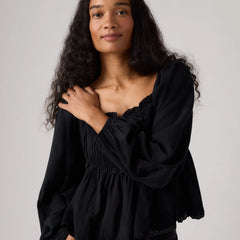 Ottie Long Sleeve Boho Blouse - Anthracite Night - Black