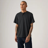 Ventura Short-Sleeve Henley - Jet Black - Black
