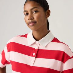 Aries Rugby Polo Shirt - Tory Stripe Crystal - Red