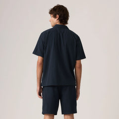 Sunset Camp Seersucker Shirt - Navy Plaid - Blue