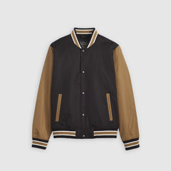 Lightweight Colorblock Varsity Jacket - Black and Brown - Multi-Color