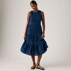 Cely Smocked Midi Dress - Chill Lagoon - Dark Wash