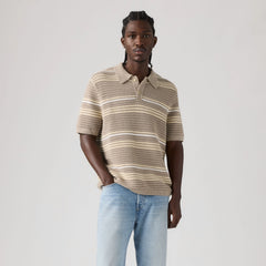 Laguna Sweater Polo - Terrace Stripe Vintage Khaki - Tan