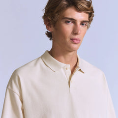 Cropped Polo Shirt - Ecru Fog - White