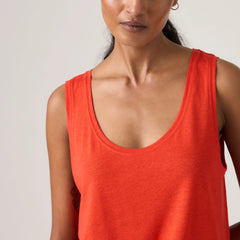 Lori Linen Scoop Tank Top - Signal Red - Red