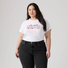 Perfect Logo T-Shirt (Plus Size) - Plus Blake Brushstro - White