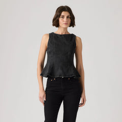 Leighton Peplum Top - Ny Nights - Black