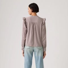 Gianna Long-Sleeve Blouse - Ceicil Micro Check T - Red