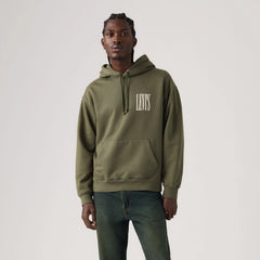 Relaxed Graphic Hoodie Sweatshirt - Stretched Serif Kambaba - Green
