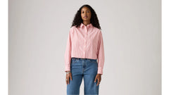 Harlie Cropped Button Down Shirt - Peachskin - Pink