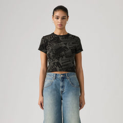 Graphic Logo Essential Sporty Tee - Zine Cowboy Grid Aop - Black