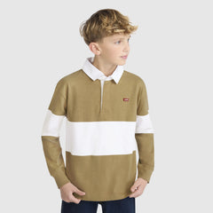 Timeless Rugby Long Sleeve Polo Big Boys 8-20 - Travertine - Brown