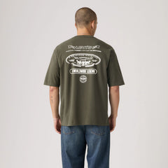 Half-Sleeve Loose Graphic Pocket T-Shirt - Worldwide Legend Utility - Green